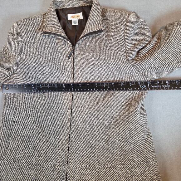 Vintage 90s Talbots Wool Silk Linen Tweed Jacket Brown Zip Front Women’s 6 - Picture 8 of 13
